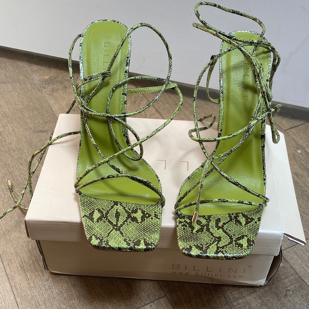 Billini Lime Snake Print Heels